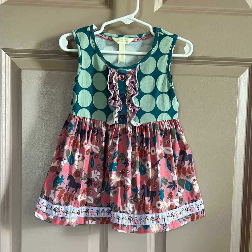 Matilda Jane Charming Polka Dot and Floral Kids Dress Sz 4